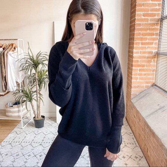 NAADAM Tops - Naadam Cashmere Layered Pullover Hoodie Black